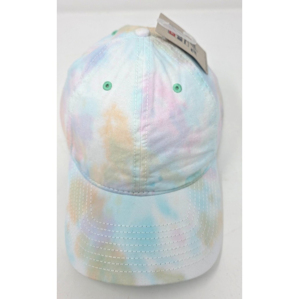 The Game Baseball Cap Womens One Size White Blue Sorbet Tie-Dye Strapback NWT